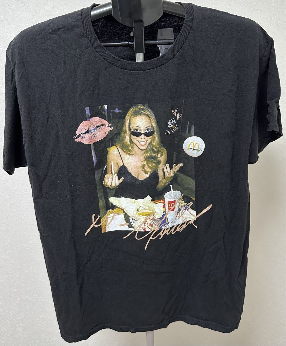 マクドナルド マライヤキャリー コラボTシャツ 半袖Tシャツ ビンテージ ブラック Tシャツ ビンテージ 古着拍卖