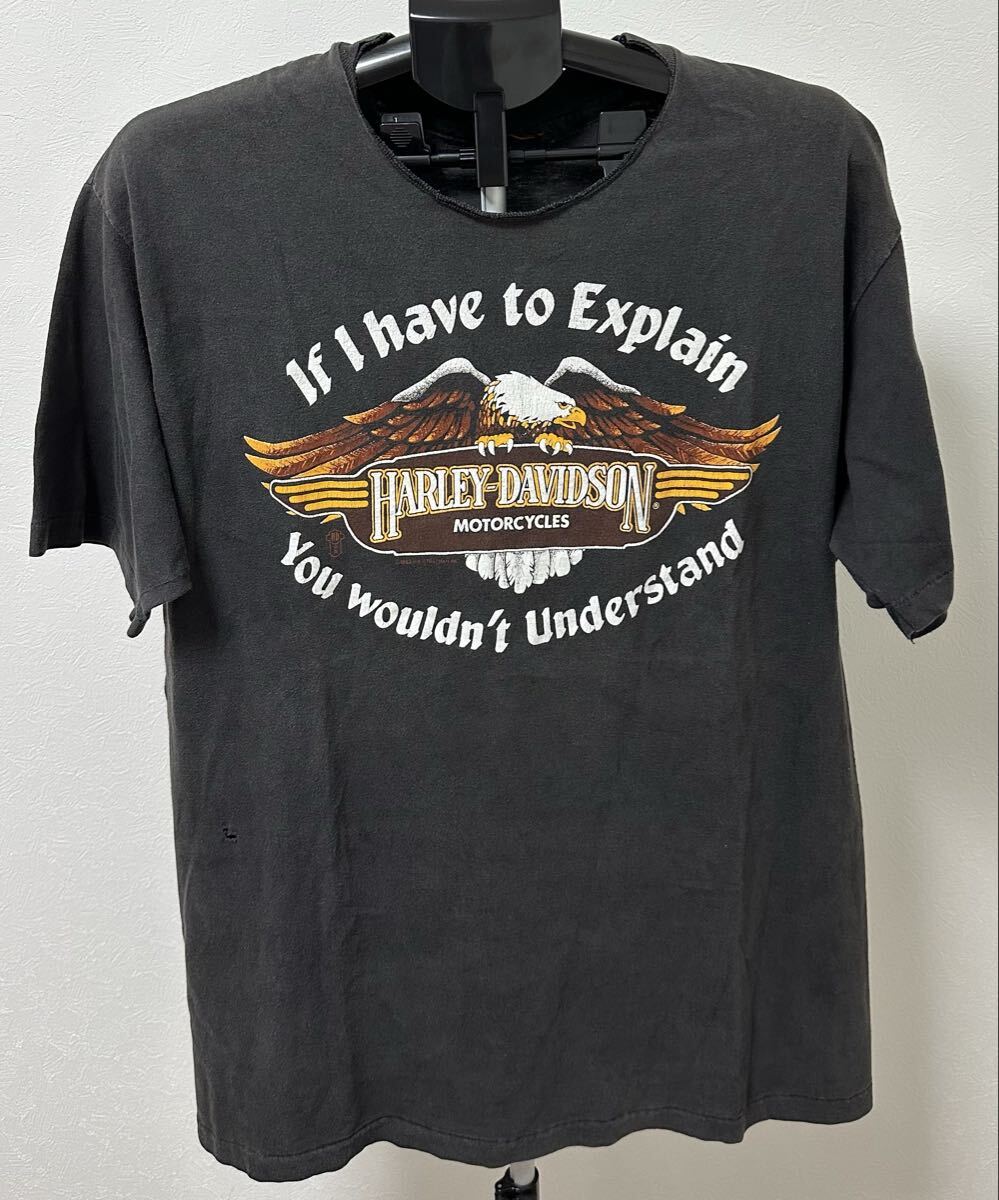 harley davidson ヴィンテージ Tシャツ イーグル ハーレーダビッドソン 半袖Tシャツ 古着 ビンテージ 黒 半袖拍卖