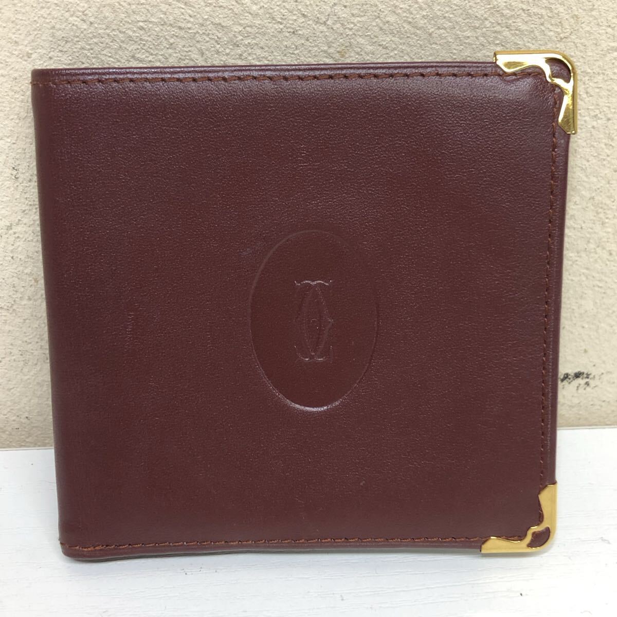 ※ Cartier カルティエ 二つ折り財布 札入れ マストライン レザー ボルドー ウォレット ミニ財布 ブランド財布 破損有 現状品 拍卖