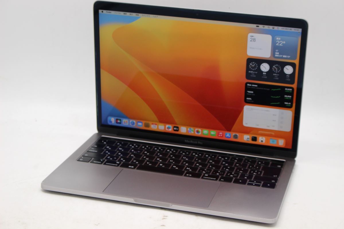 中古 訳あり 2K対応 13.3型 Apple Mid-2018 (Touch Bar) グレー macOS Ventura 八世代 i7-8559u 16GB NVMe 1TB-SSD カメラ 管:1608h拍卖