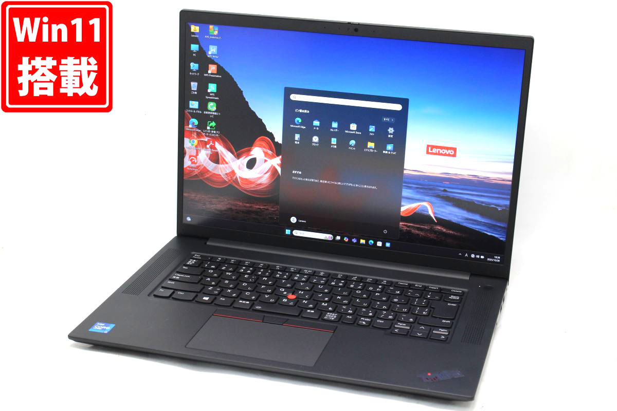 GeForce RTX 3070 Laptop 2K 16型 Lenovo ThinkPad P1 Gen4 Win11 / i7-11800H 32GB NVMe 512GB-SSD カメラ 無線Wi-Fi6 Office付 管:1843h拍卖