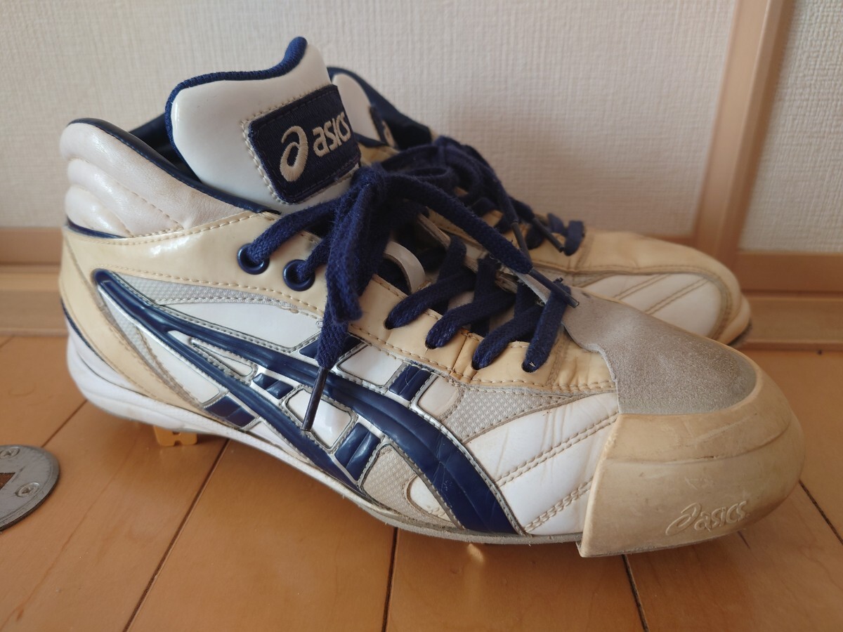 アシックスミドルカットスパイク、取替式、GFS-30、ホワイトネイビー拍卖