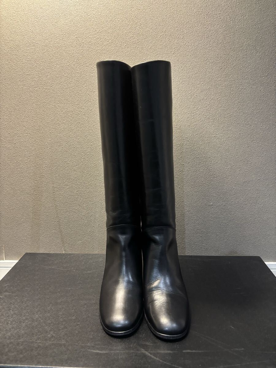 1000円~正規品 美品 シャネル CHANEL ココマーク レザー ロングブーツ ブラック 保管箱 保存袋2枚 紙冊子あり ヴィンテージ s-14拍卖
