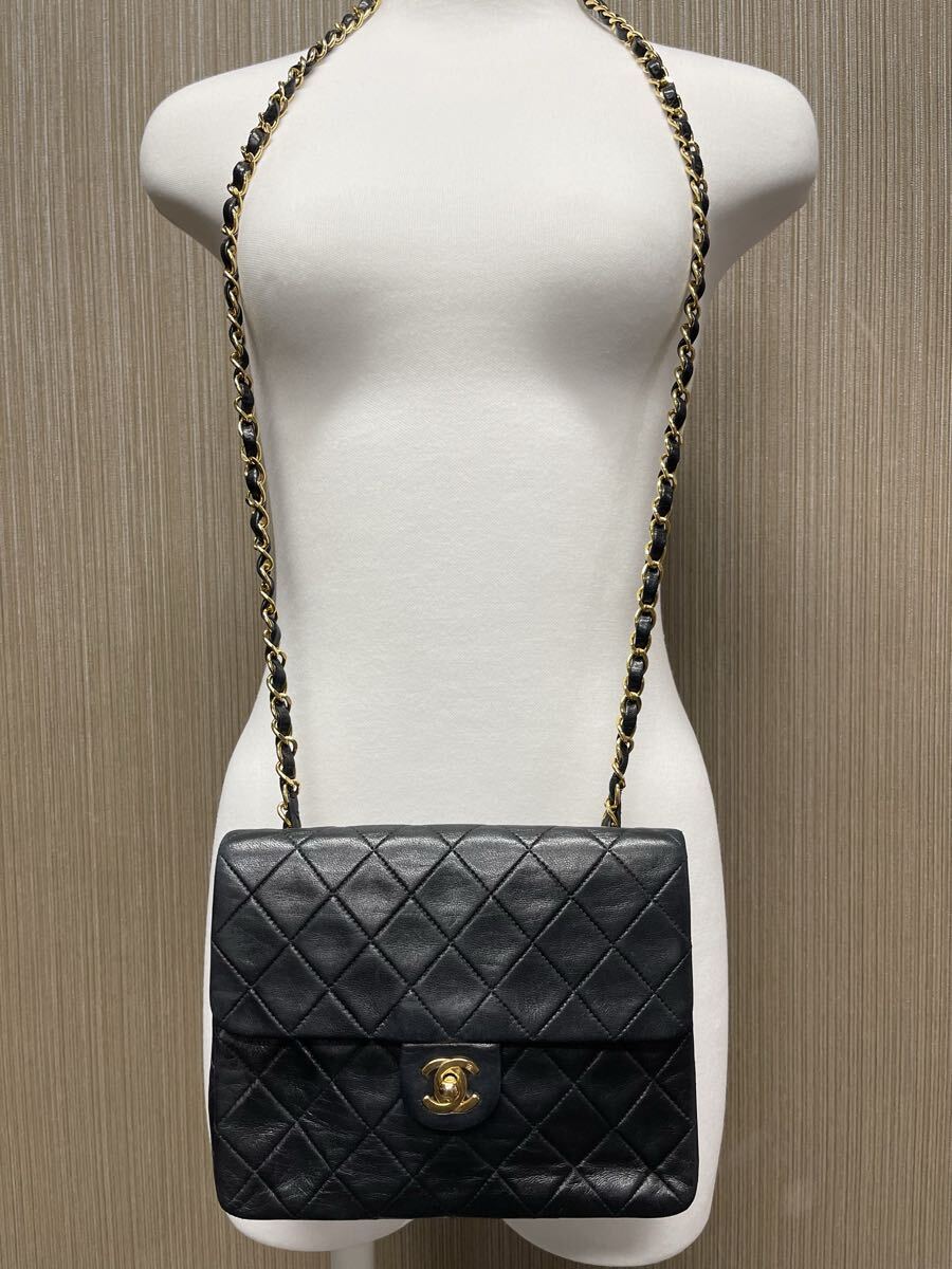 正規品 美品 CHANEL シャネル ココマーク ミニマトラッセ ラム チェーンショルダーバッグ ブラック シリアルシールあり ヴィンテージ B-22拍卖
