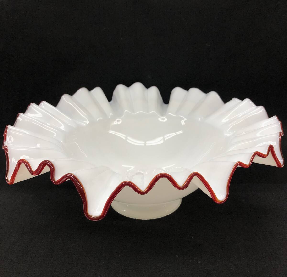 大正レトロ アンティーク フリルガラス ランプシェード オパリン ミルク硝子 フランス ビンテージ 当時物 現状品拍卖