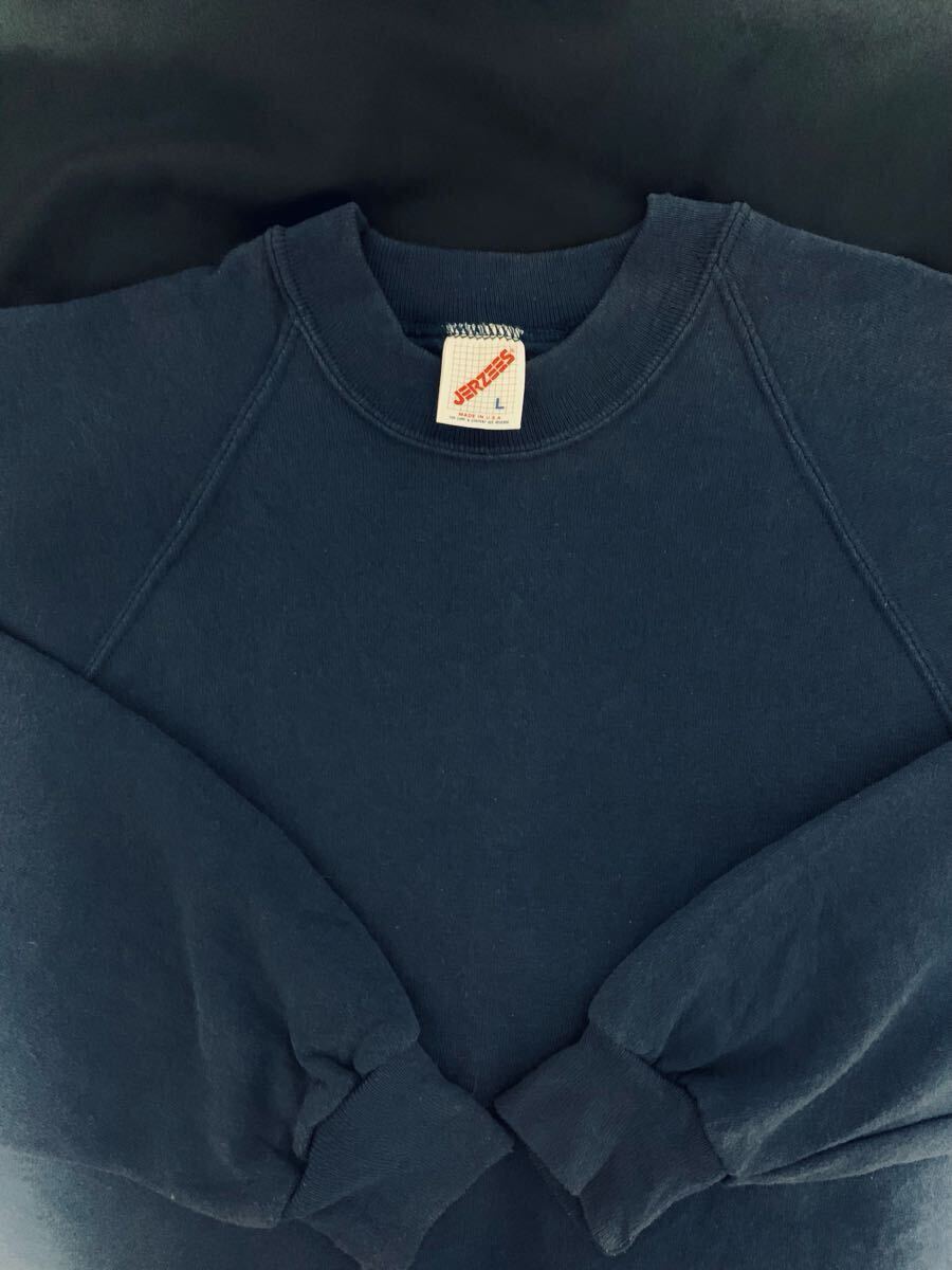激レア USA製 80'sビンテージ JERZEES ラグランスリーブ スウェット フェード ナス紺 90's 70's 60's 50's 40's 30's リバースウィーブ拍卖