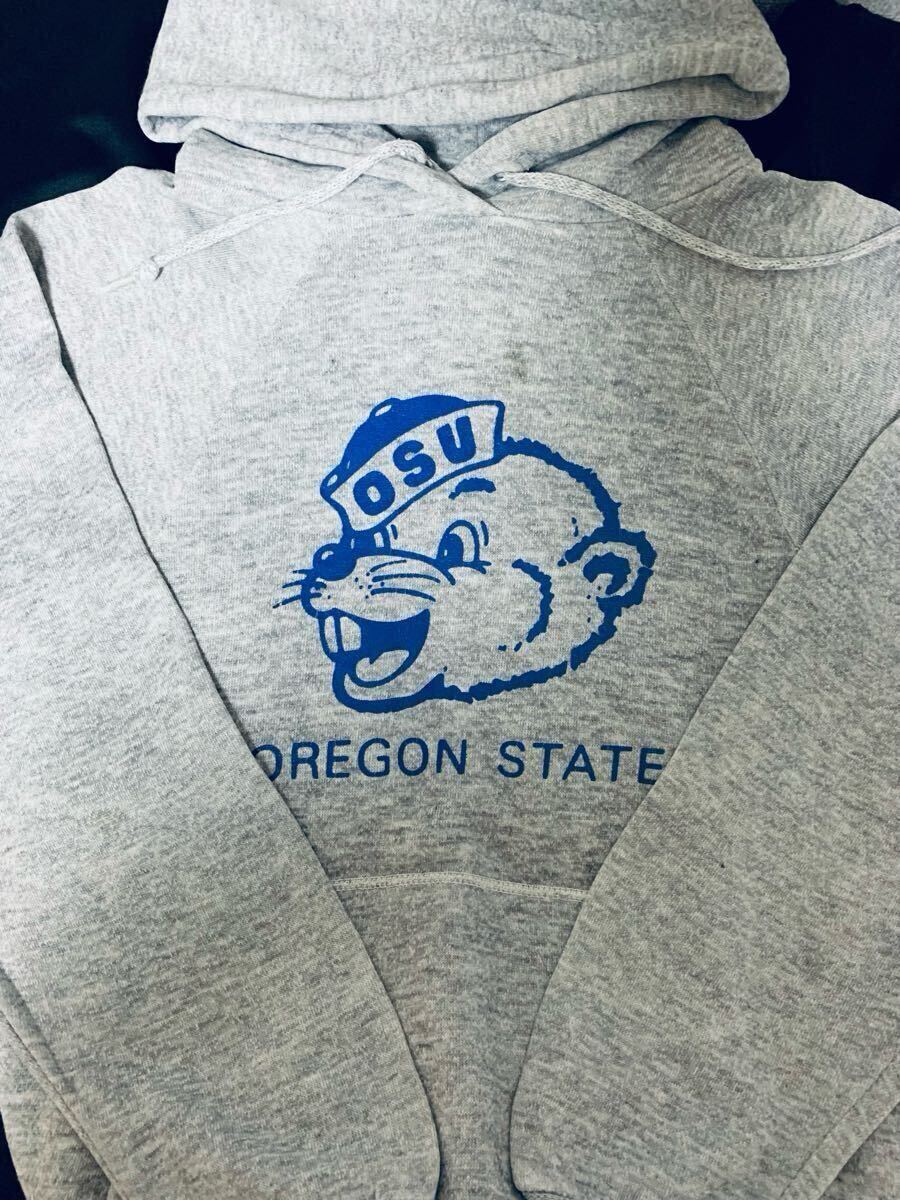 スペシャル USA製 60's VINTAGE マスコット カレッジ スウェット パーカー 霜ふり 2トーン OREGON STATE 70's 50's 50's 40's フロッキー拍卖