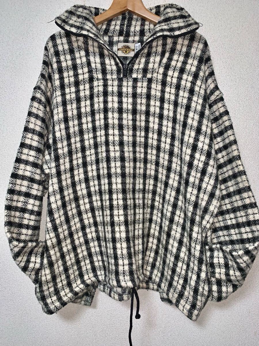 スペシャル 黒白 80's VINTAGE オンブレチェック EARTH RAGZ メキシカンパーカー プルオーバー IDEAL ZIP 90's 70's 60's 50's 40's 30's拍卖