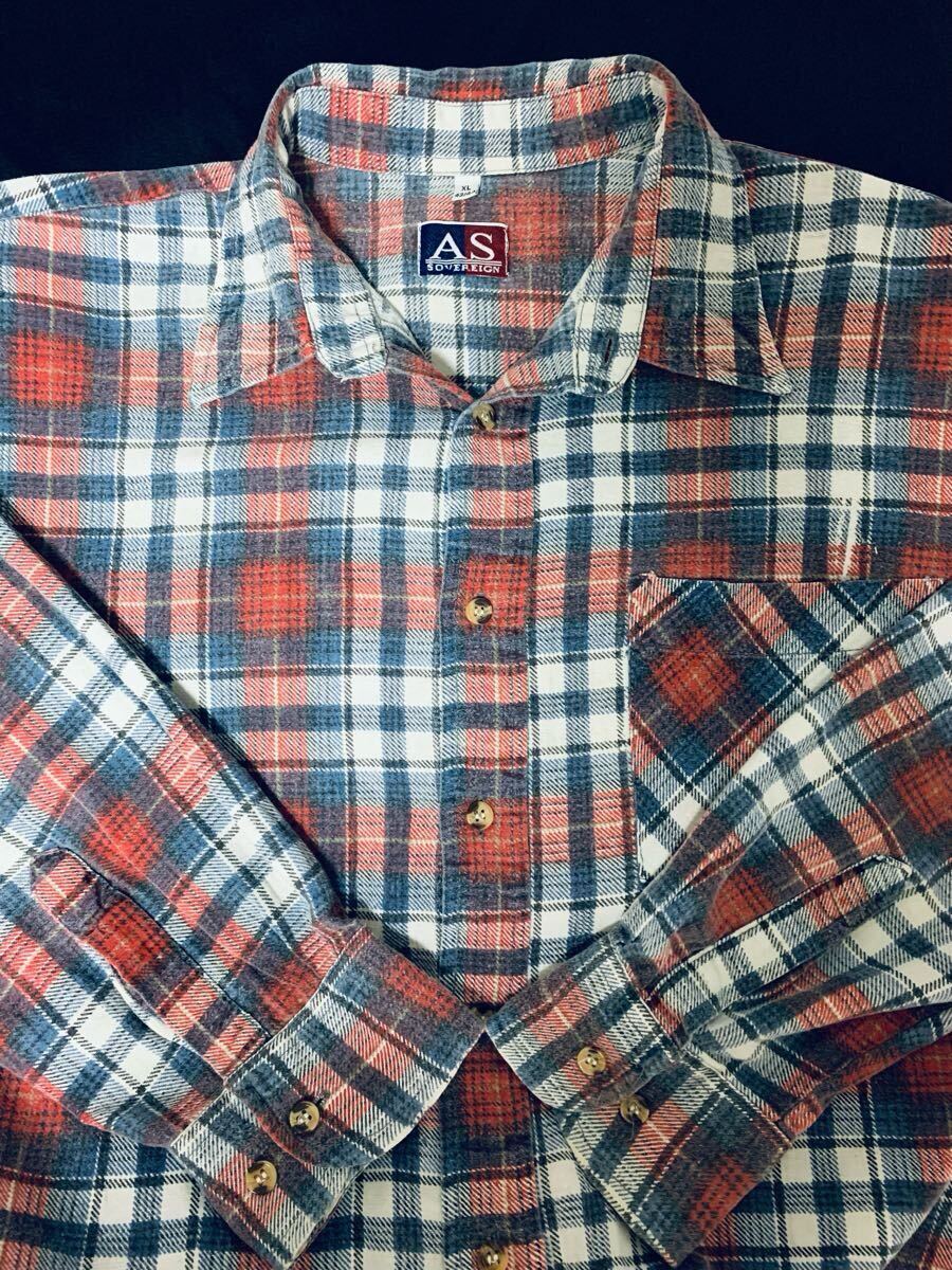 スペシャル 極上 プリントネル 80's VINTAGE オンブレチェック ネルシャツ ユーロ 20's 30's 40's 50's 60's 70's 90's拍卖