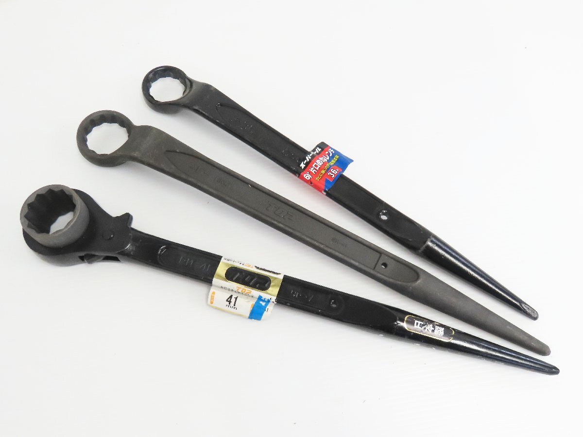 100☆TOP スーパーツール 片口ラチェットレンチ 3本まとめ 41ミリ 36ミリ RM-41 SM-41 KP-36☆1025-622拍卖