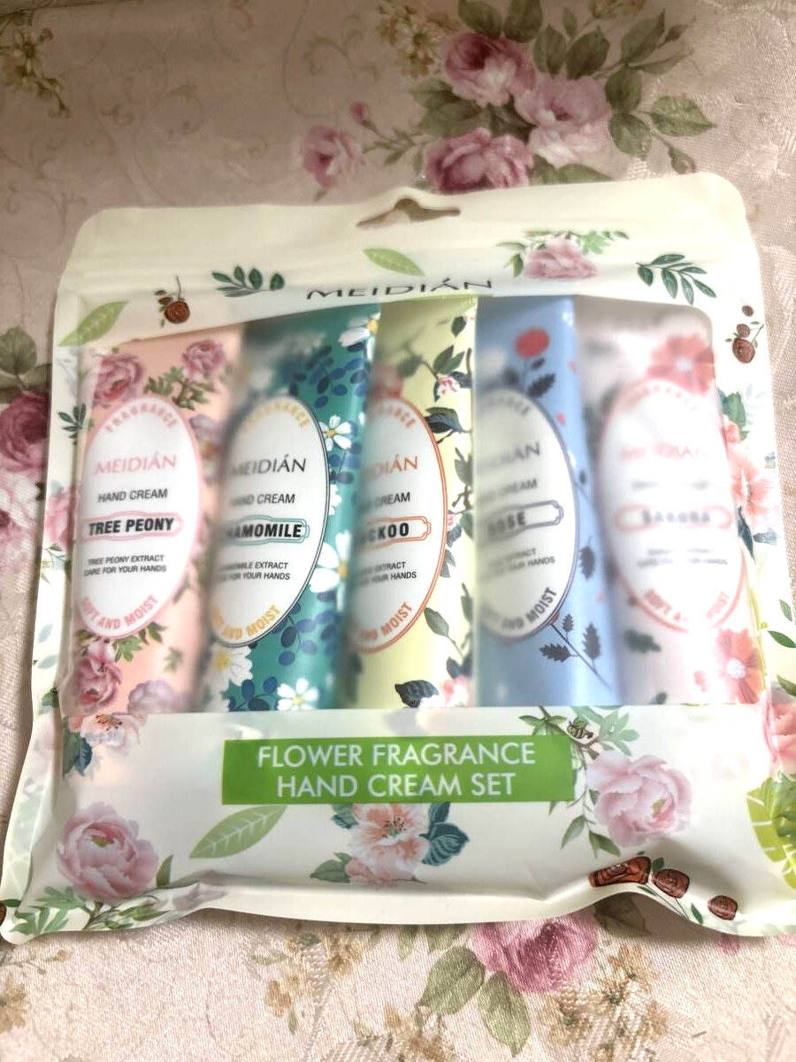 MEIDIAN フラワーフレグランス ハンドクリーム 30g×5本セット  ローズ カモミール ツリーピオニー拍卖