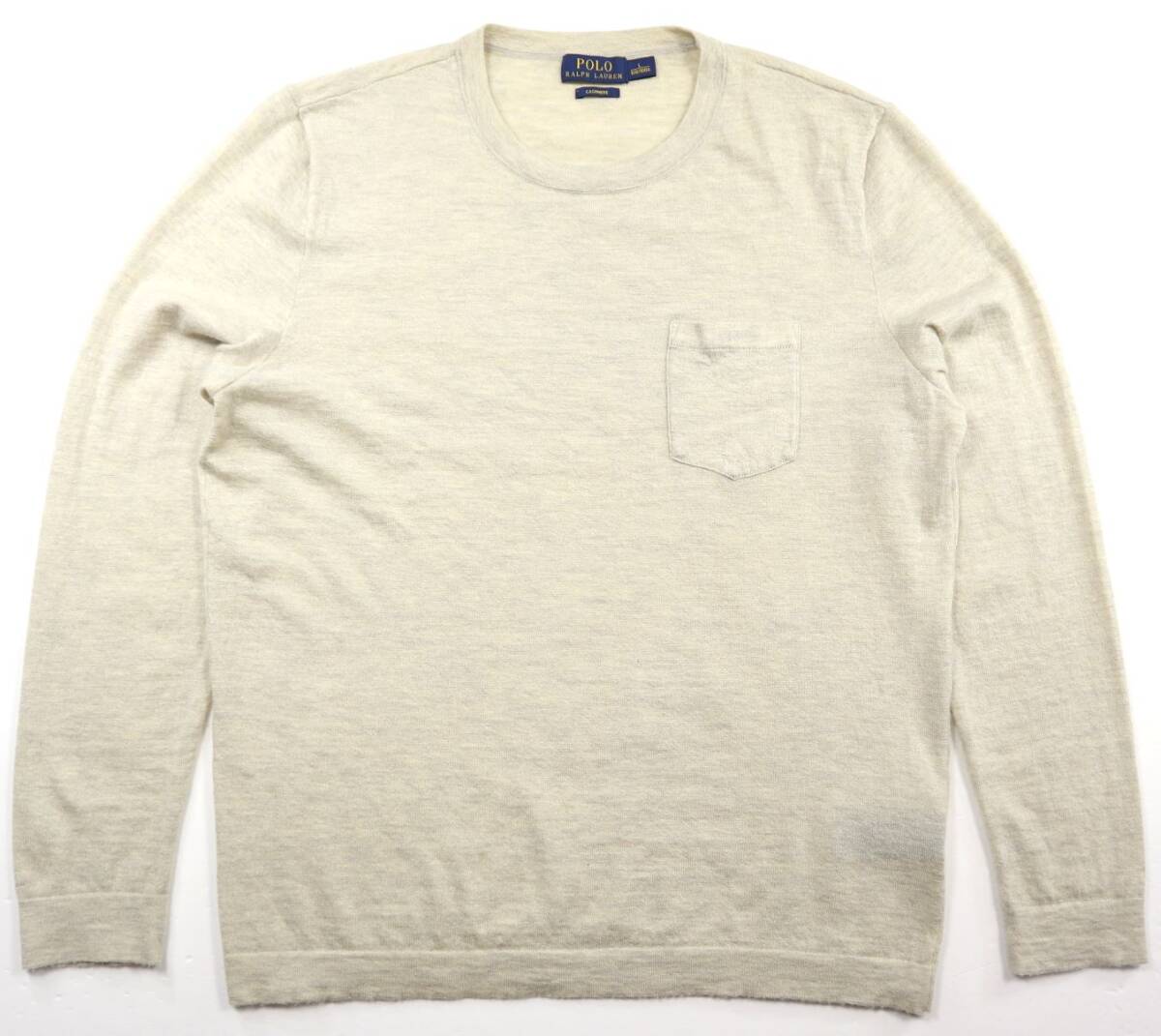 美品★カシミヤ100%★POLO RALPH LAUREN ラルフローレン ポケット付き クルーネックニットセーター/薄手/正規品/Lサイズ拍卖
