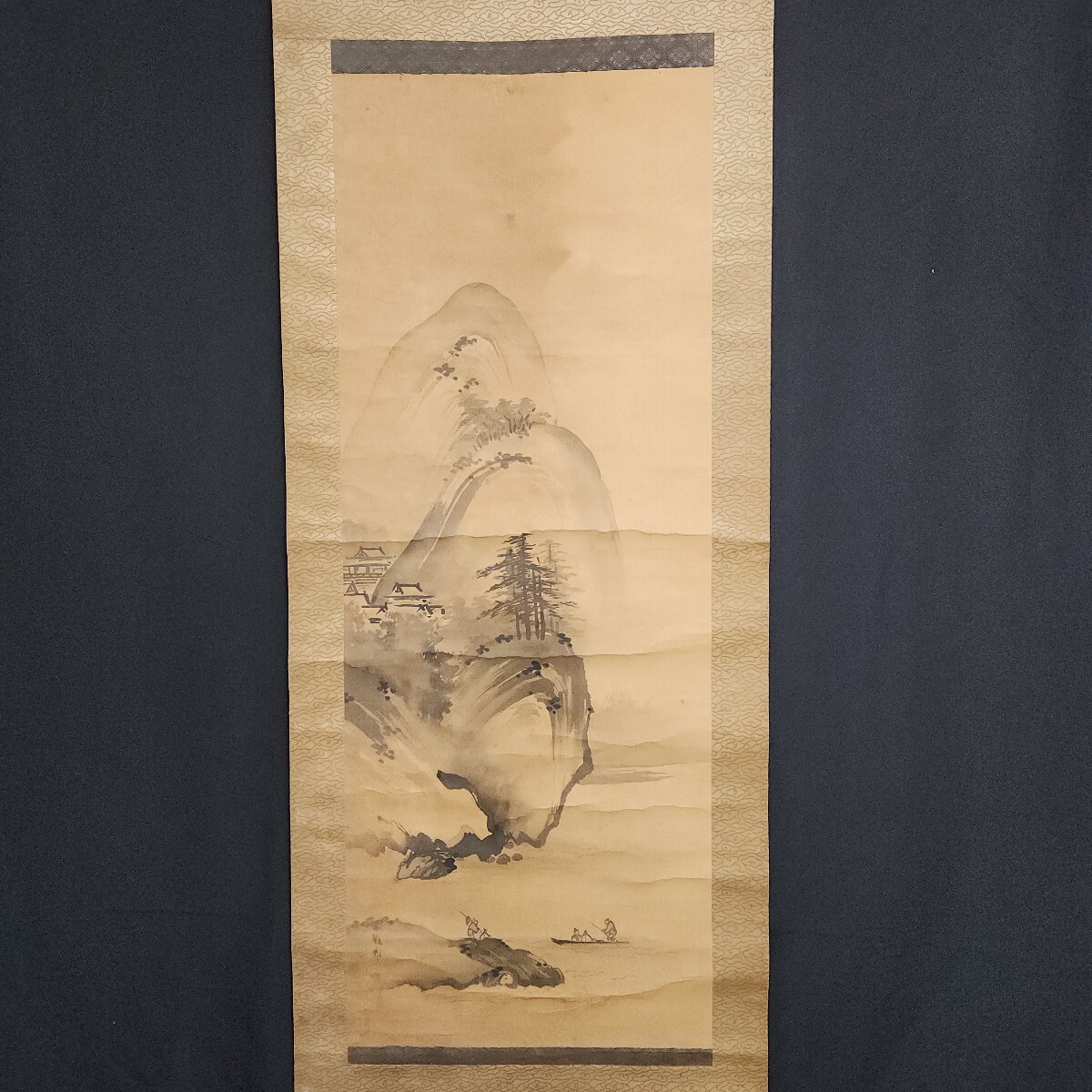 【模写】橋本雅邦「山水図」 水墨画 山水画 掛軸拍卖