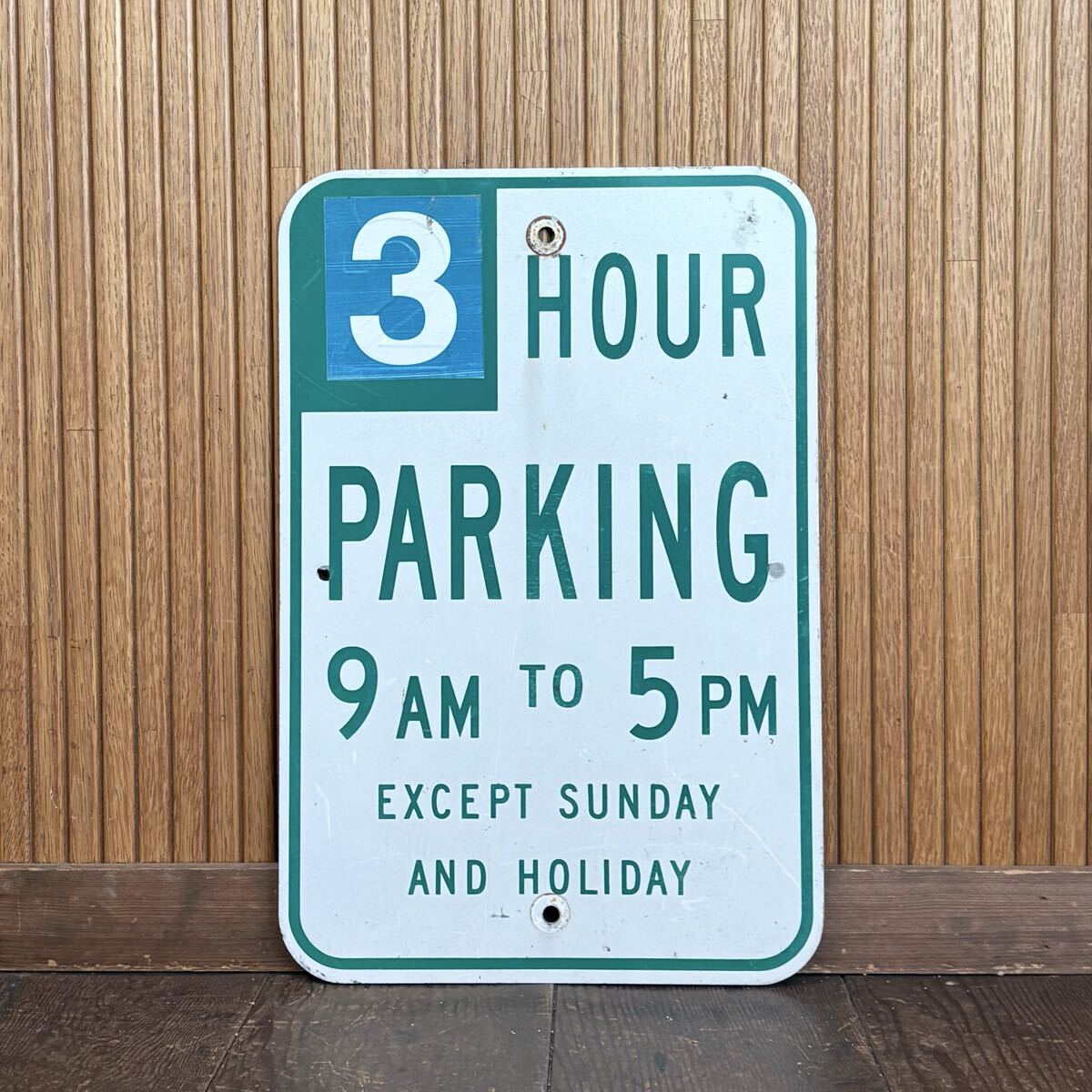 ★本物★看板 アメリカ 3 HOUR PARKING 3時間 駐車場 パーキング ストリート ロードサイン 標識 ガレージ 世田谷ベース インテリア USA拍卖