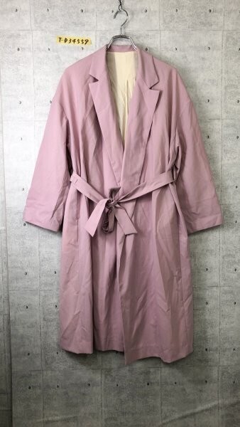 Adam et Rope アダムエロペ レディース 日本製 紐ベルト サイドポケット ボタンレス ロングコート F ピンク拍卖