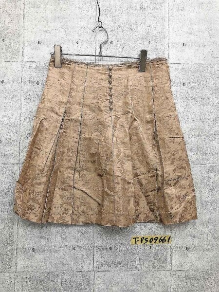 MACPHEE マカフィー レディース 日本製 プリーツ 柄入り スカート 36 ベージュ キュプラ麻拍卖