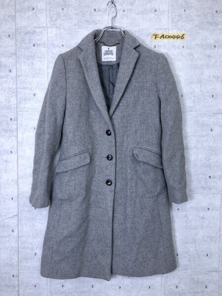 green label relaxing グリーンレーベル ユナイテッドアローズ HAMILTON LAMBSWOOL レディース ウール混 チェスターコート 36 グレー拍卖