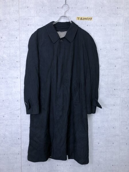 (株)ワッツ メンズ 日本製 シルク100% ステンカラーコート 紺 100-6拍卖