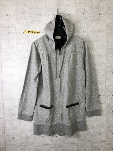 iiMK MICHEL KLEIN ミッシェルクラン レディース ロング ジップパーカー 40 グレー拍卖