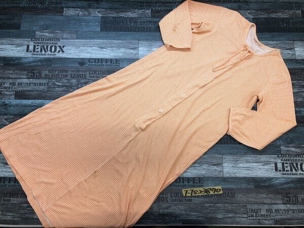 Opelia オペリア レディース スナップボタン式 チェック柄 レトロ系 ワンピース オレンジ×白 M拍卖