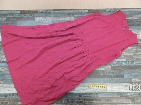 レディース レーヨン&リネン ティアドロップ ノースリーブワンピース くすみマゼンタ M拍卖