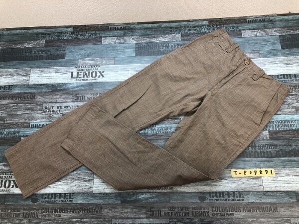 GAP ギャップ メンズ チェック 総柄 ストレートパンツ 76×81 茶ベージュ拍卖