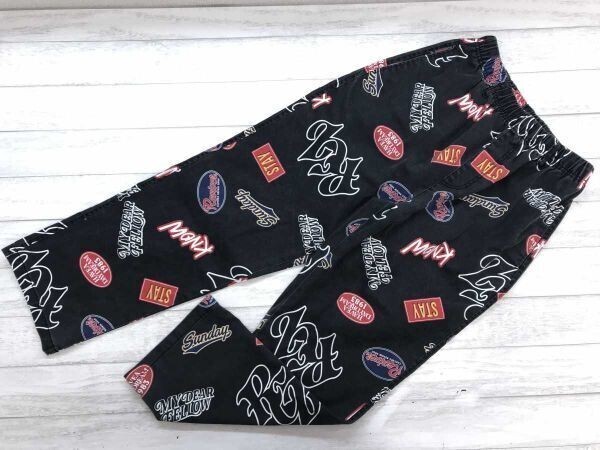 WEGO ウィゴー ストリート 古着 ロゴ総柄 イージー パンツ ボトムス レディース コットン60% ポリエステル40% M 黒拍卖
