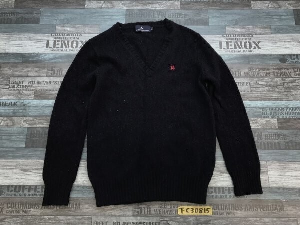 Knights of Round Table レディース ロゴ刺繍 Vネック ニットセーター L 紺拍卖