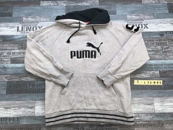 PUMA プーマ キッズ ロゴワッペン フーディー パーカー 150 杢グレー拍卖