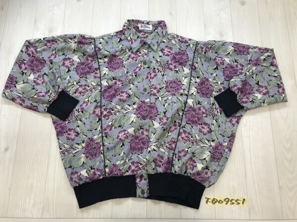 Long Run レディース 花柄 ちりめん ブルゾン ボタンジャケット 紫グレー緑拍卖