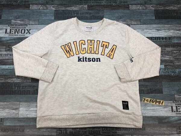 KITSON キットソン レディース ロゴ・フロッキープリント 薄手 スウェットカットソー 大きい LL 杢ライトグレー拍卖