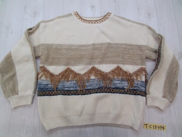 anap mimpi アナップミンピ レディース フリンジボーダー アクリルニットセーター F ベージュアイボリー他拍卖