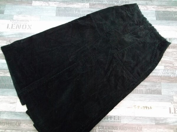 GROVE レディース バックスリット コーデュロイ ロングスカート M 黒拍卖