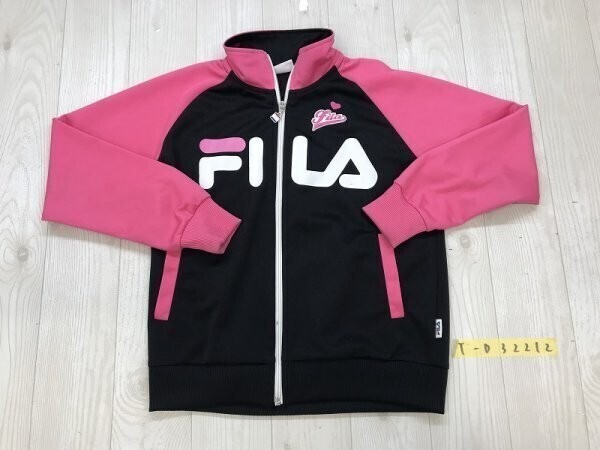 FILA フィラ キッズ バイカラー ジップ ジャージジャケット 150 黒ピンク拍卖