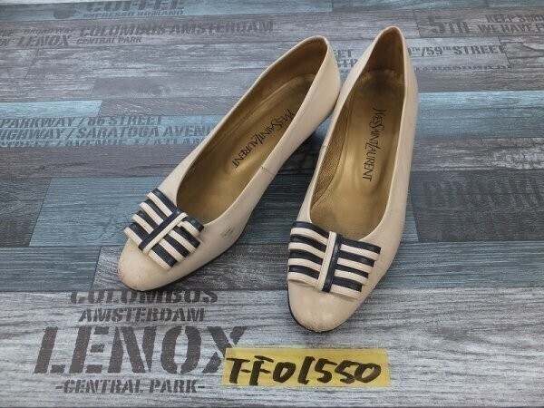 YVES SAINT LAURENT イヴ・サンローラン レディース ローヒール パンプス 35 1/2 ベージュ拍卖