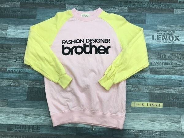 Tan Luis レディース brotherプリント バイカラー トレーナー ピンク 黄色拍卖
