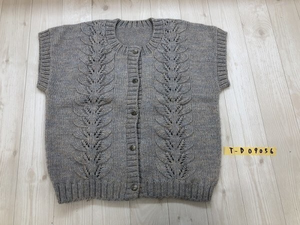 ノーブランド レディース カラフル ミックスニット 半袖ジャケット 青オレンジ白拍卖