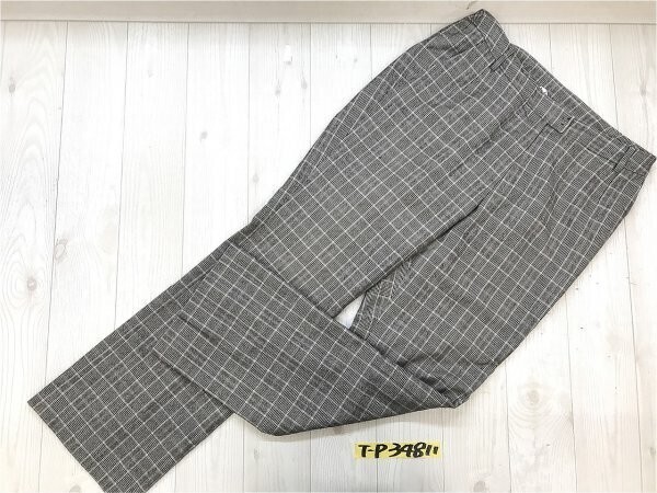 TRUSSARDI トラサルディ レディース チェック ワンタック フランネル パンツ 44 黒ベージュパープル拍卖