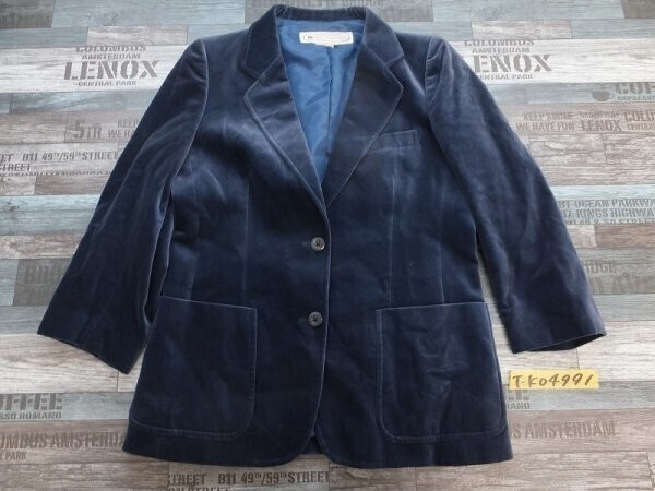 MISS PIATTELLI レディース ドイツ製 裏地 肩パッド ベルベット 秋冬 ジャケット ネイビーブルー拍卖