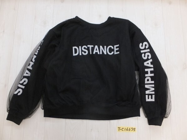 GALYGE レディース 英字 チュール 裏起毛 トレーナー M 黒白拍卖