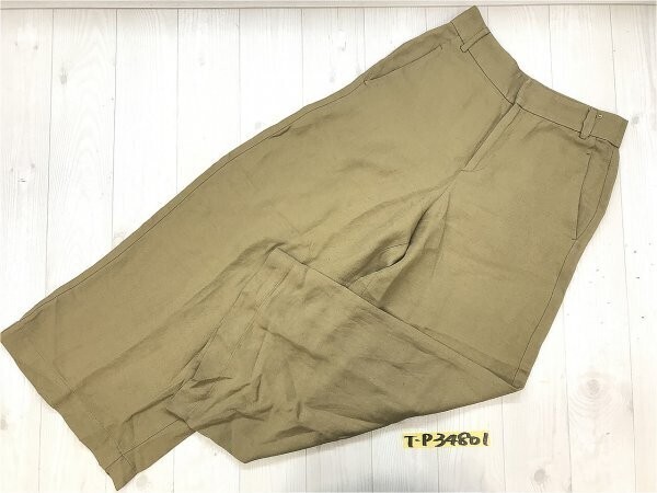 23区 レディース ワイドパンツ ノータック 36 カーキブラウン拍卖