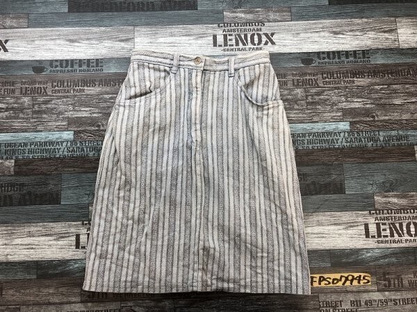 PADDOCK’S レディース ストライプ タイトめスカート 38 水色紺拍卖