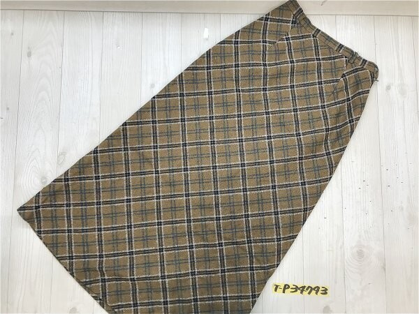新品タグ付き!SANOFFERIA レディース ウール混 チェック フランネル ロングスカート 64 ブラウン拍卖