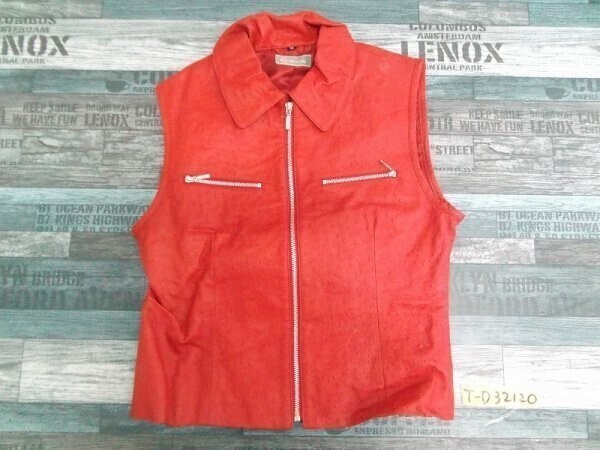 CANCER TIME レディース 豚革 ベスト ジャケット M 赤拍卖