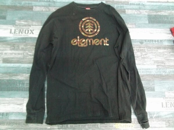 ELEMENT エレメント メンズ ビッグロゴ ロンT 長袖Tシャツ M 黒拍卖