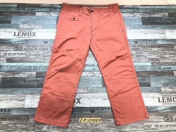 ノーブランド メンズ ボーダー クロップドカラーパンツ 85 赤茶拍卖
