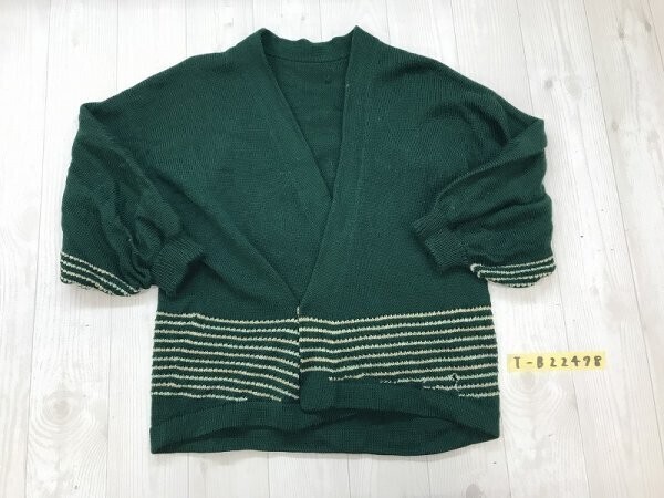 レディース ライン入り カシュクール ニットジャケット 緑他拍卖