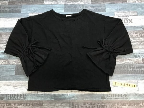 GU ジーユー UNIQLO ユニクロ レディース フリルスリーブ カットソー M 黒拍卖