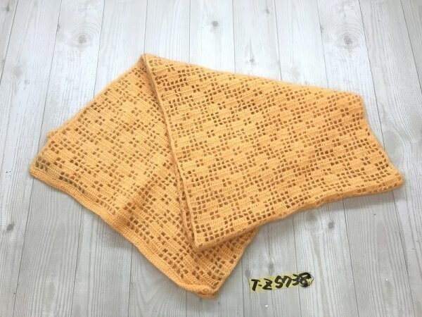 メンズ レディース 透け編み ニットマフラー オレンジ拍卖