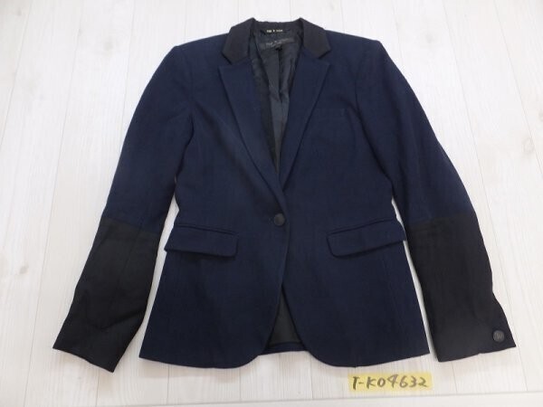 rag&bone レディース USA製 裏地 袖切替え 肩パッド入 秋冬 ジャケット 0 紺黒拍卖